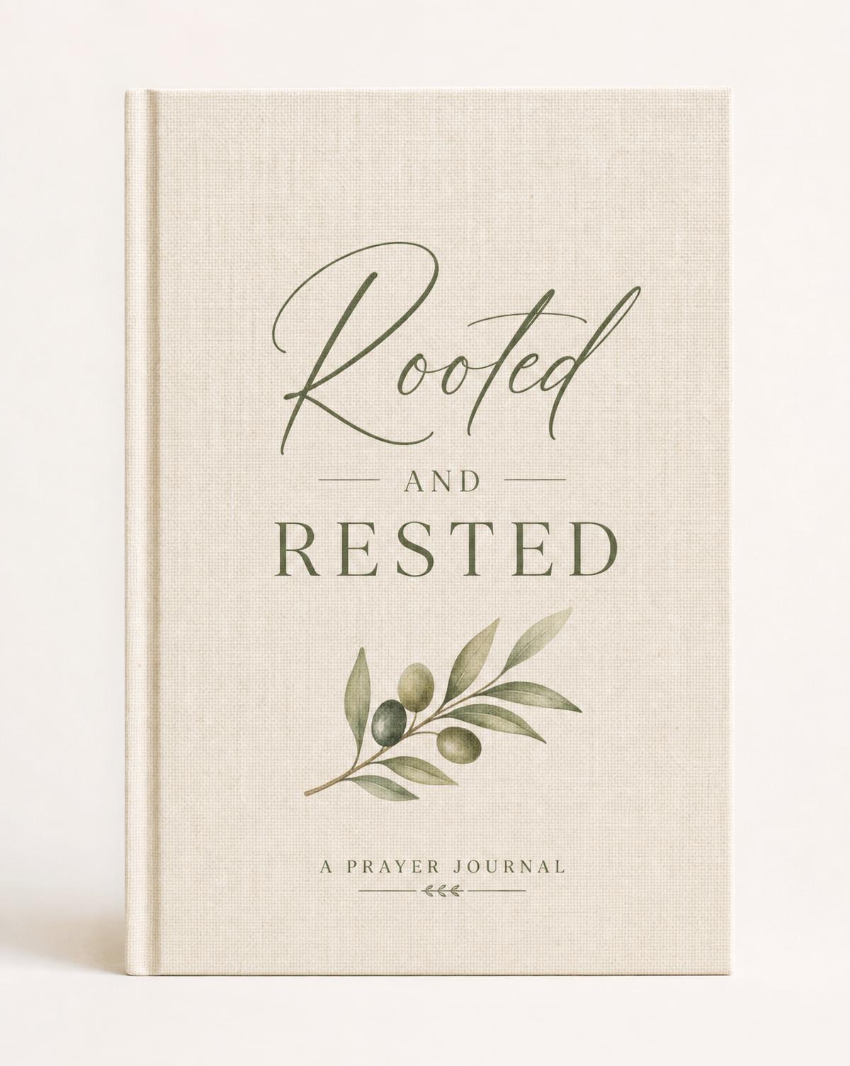 Rooted & Rested prayer journal cover in cream linen